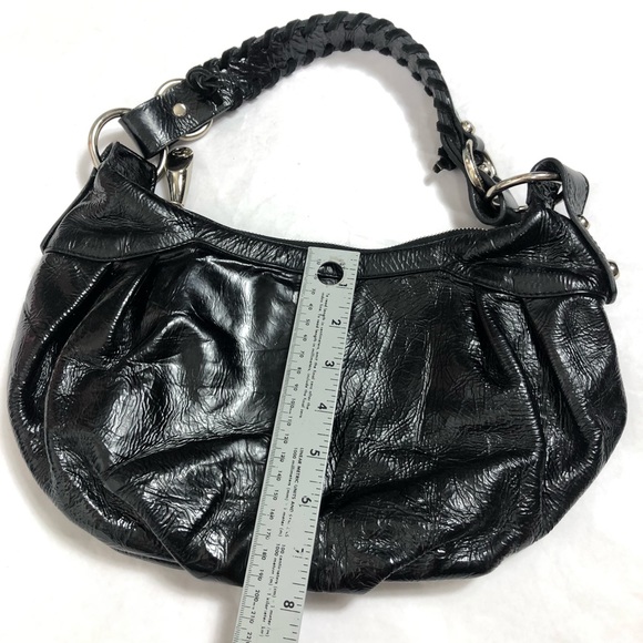 Francesco Biasia Genuine Leather Metallic Black Shoulder Bag - Picture 5 of 10